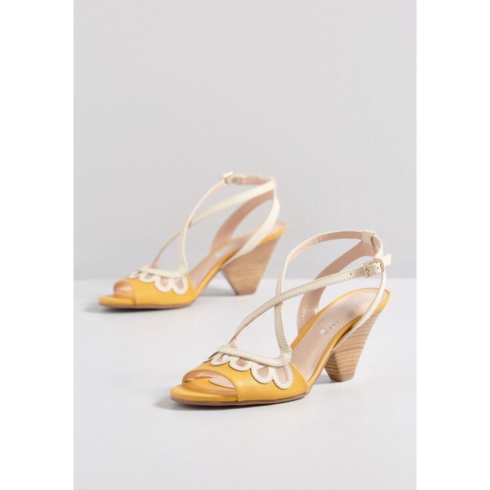 Chelsea Crew Black Label Judith High Heeled Sandals - Mustard - Picture 5 of 5